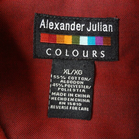 ALEXANDER JULIAN COLOURS DARK RED BUTTON UP LONG SLEEVE XL MENS SHIRT L265 - Picture 5 of 5